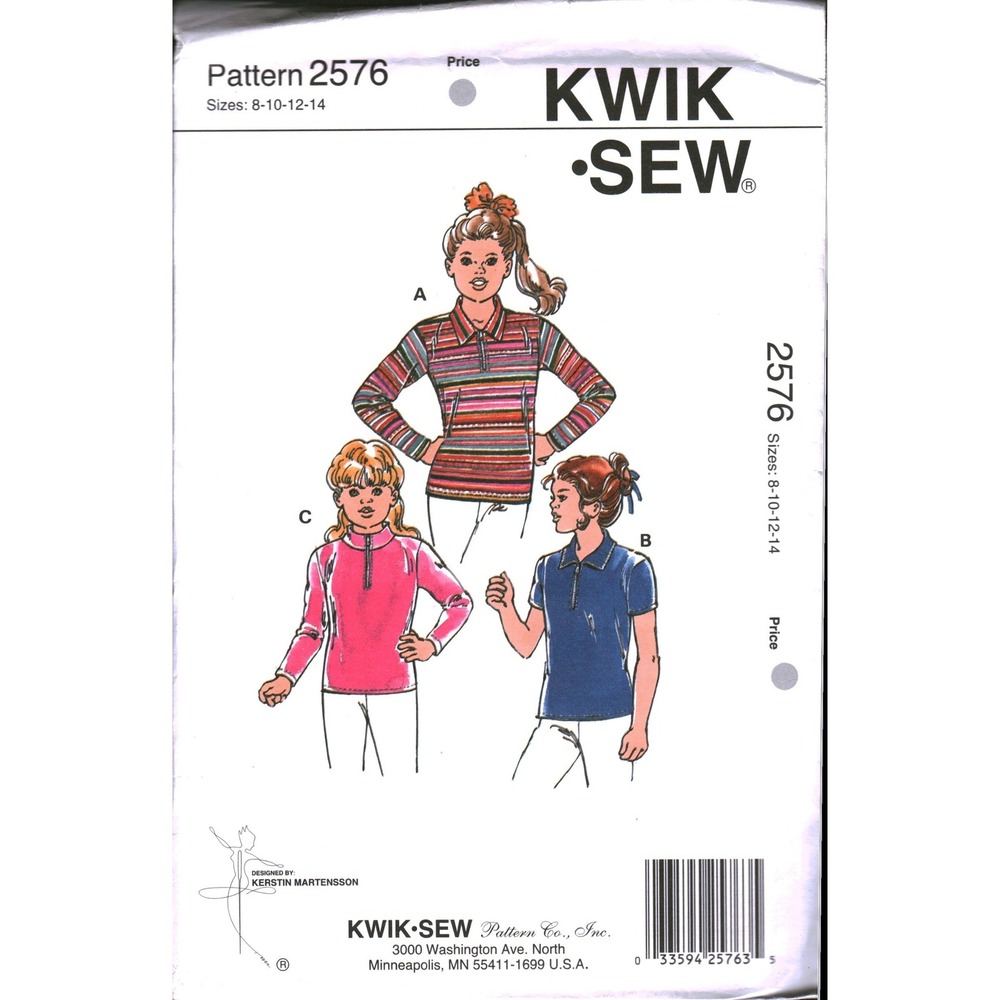 Kwik Sew 2576 Girls Tops Sewing Pattern Sizes 8-14 Kerstin Martensson Vintage